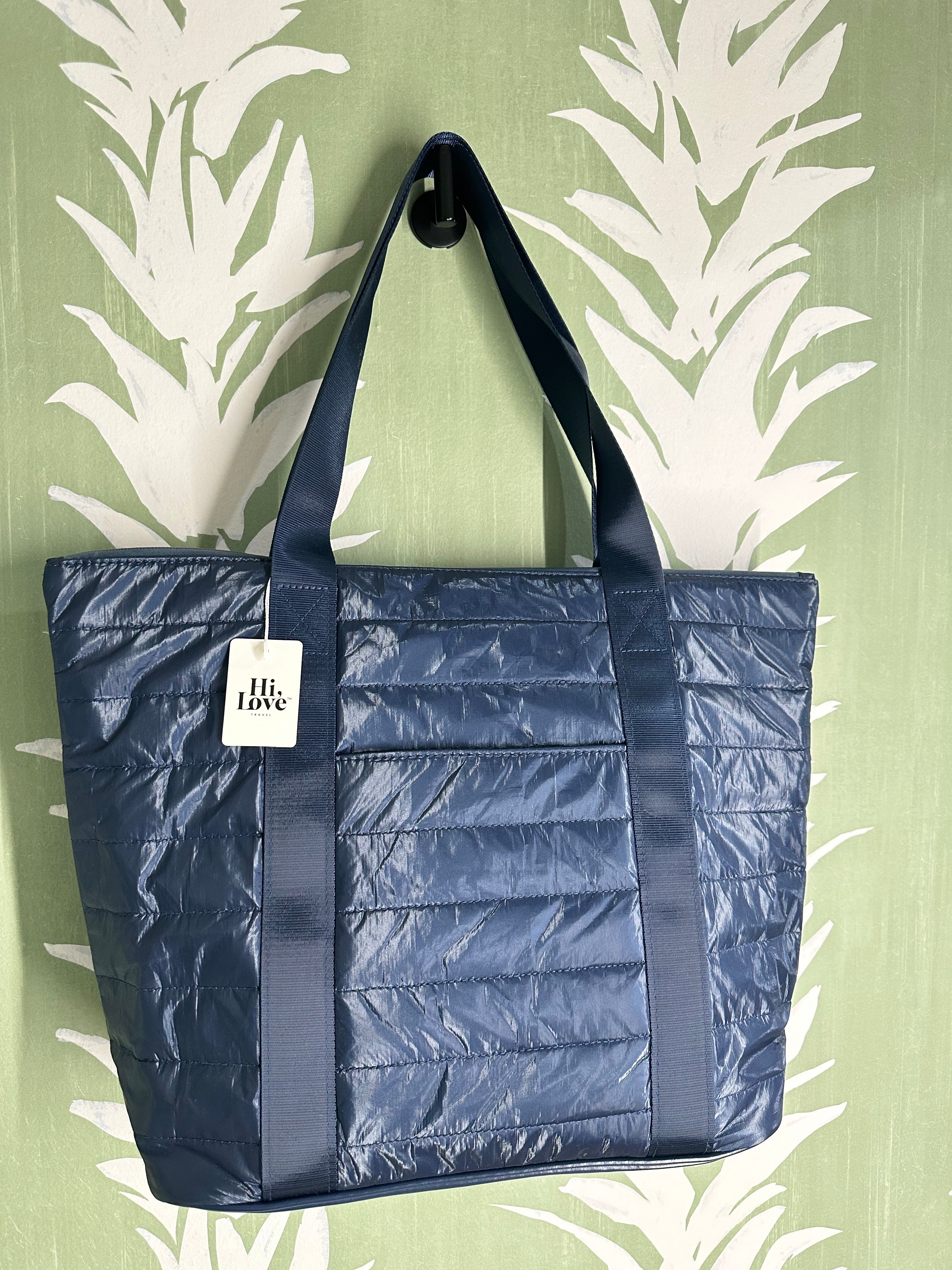 HI LOVE NAVY PUFF TOTE