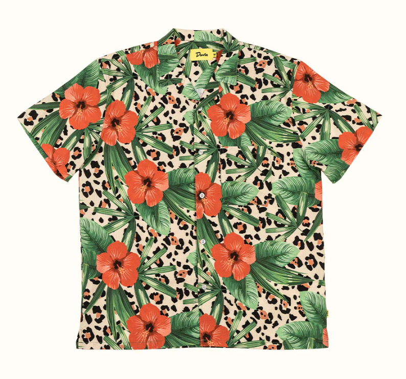 DUVIN CAT FLORAL LEISURE STRETCH BUTTONUP